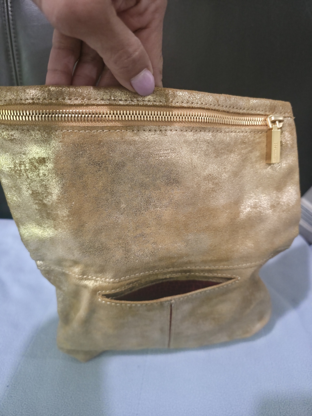 Hammitt Metallic Gold Fold-Over Crossbody - Picture 4 of 7